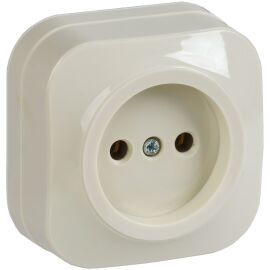 GLORY Розетка 1-местная для открытой установки без заземления без защитных шторок 10А РС20-2-ХК крем