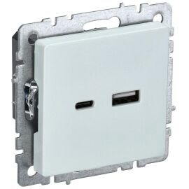 BRITE Розетка USB A+C 18Вт РЮ11-1-БрЖ жемчуг IEK
