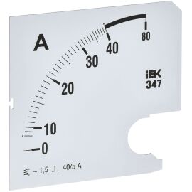 Шкала сменная для амперметра Э47 40/5А класс точности 1,5 96х96мм IEK