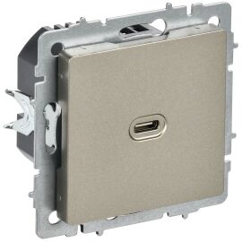 BRITE Розетка USB C 65Вт высокоскоростная зарядка РЮ12-1-БрШ шампань IEK