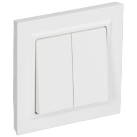 BRITE Выключатель 2-клавишный 10А в сборе ВСР10-2-0-БрАБ арктический белый IEK