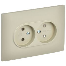 SKANDY Розетка 2-местная без заземления без защитных шторок 10А в сборе SK-R10B бежевый IEK