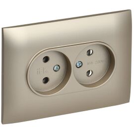 SKANDY Розетка 2-местная без заземления без защитных шторок 10А в сборе SK-R10Sh шампань IEK