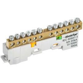 TEKFOR Шина PE "земля" неизолированная на универсальном держателе 6х9-12-Ж IEK