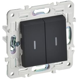 SKANDY Выключатель 2-клавишный проходной с индикацией 10А SK-V10G графит IEK