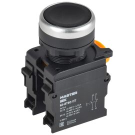 Кнопка с фиксацией d=22мм 1NO+1NC чёрная MASTER IEK