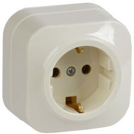 GLORY Розетка 1-местная для открытой установки с заземлением без защитных шторок 16А РС20-3-ХК кремо