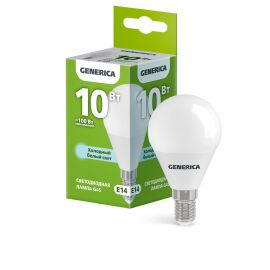 Лампа светодиодная G45 шар 10Вт 230В 6500К E14 GENERICA