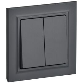 BRITE Выключатель 2-клавишный 10А в сборе ВСР10-2-0-БрГ графит IEK
