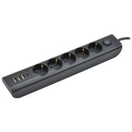 MODERN Удлинитель У05В 5 мест с заземляющим контактом 2м 3х1мм2 16А/250В USBх4 черный IEK