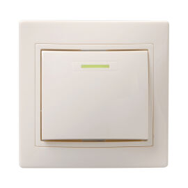 Выключатель 1-клавишный с индикацией, 10А, ВС10-1-1-ККм, кремовый, IEK EVK11-K33-10-DM