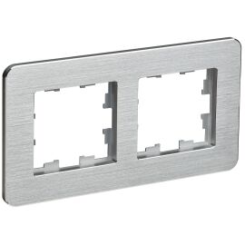 BRITE Рамка 2-местная РУ-2-1-Бр металл алюминий RE AL IEK