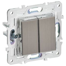 SKANDY Выключатель 2-клавишный проходной 10А SK-V05N металл никель IEK