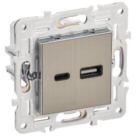 SKANDY Розетка USB A+C 3,1А SK-R14N металл никель IEK