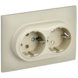 SKANDY Розетка 2-местная с заземлением без защитных шторок 16А в сборе SK-R08B бежевый IEK