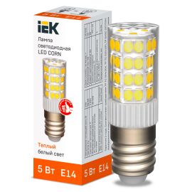 Лампа светодиодная CORN капсула 5Вт 230В 3000К керамика E14 IEK