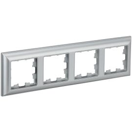 BRITE Рамка 4-местная РУ-4-Бр алюминий/алюминий IEK