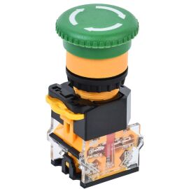 Кнопка D8-11ZS "Грибок" d=22мм 1NO+1NC поворотная с фиксацией зеленая IEK