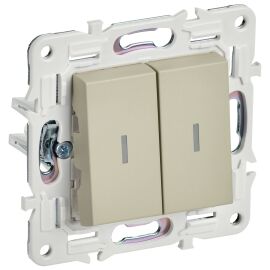 SKANDY Выключатель 2-клавишный с индикацией 10А SK-V09B бежевый IEK
