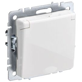 BRITE Розетка 1-местная с заземлением с защитными шторками и крышкой 16А IP20 РСбш10-3-БрБ белый IEK