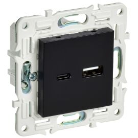 SKANDY Розетка USB A+C 18Вт SK-R13Bl черный IEK