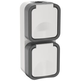 TORS Розетка 2-местная вертикальная 16А IP55 TS232 серо-белый IEK