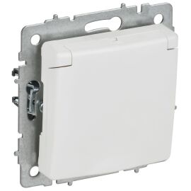 BRITE Розетка 1-местная с заземлением с защитными шторками и крышкой 16А IP20 РСбш10-3-БрАБ арктичес