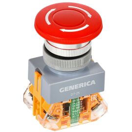 Кнопка управления D7-ZS "Грибок" d=22мм 1NC+1NO поворотная с фиксацией красная GENERICA