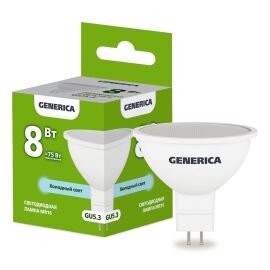 Лампа светодиодная MR16 софит 8Вт 230В 6500К GU5.3 GENERICA