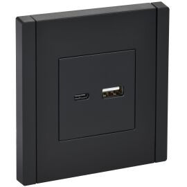 FORTE&PIANO Розетка USB A+C 18Вт FP151 черный IEK