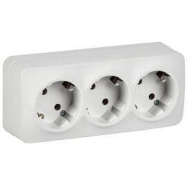 GLORY Розетка 3-местная для открытой установки с заземлением без защитных шторок 16А РС23-3-ХБм белы