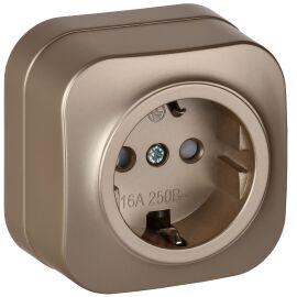 GLORY Розетка 1-местная для открытой установки с заземлением с защитными шторками 16А РСш20-3-ХШм ша