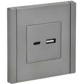 FORTE&PIANO Розетка USB A+C 3,1А FP550 сталь IEK