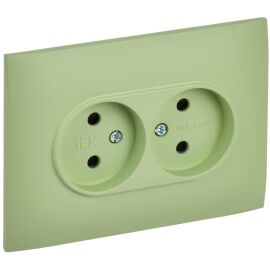 SKANDY Розетка 2-местная без заземления с защитными шторками 10А в сборе SK-R09G мятный IEK