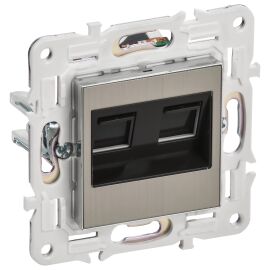 SKANDY Розетка компьютерная двойная RJ45 кат.6 SK-K04N металл никель IEK