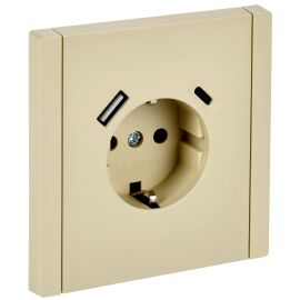 FORTE&PIANO Розетка 1-местная с заземлением с защитными шторками винтовое крепление 16А USB A+C 18Вт