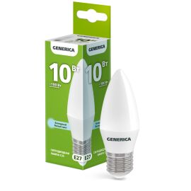 Лампа светодиодная C35 свеча 10Вт 230В 6500К E27 GENERICA