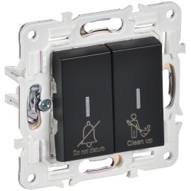 SKANDY Выключатель 2-клавишный с индикацией для отелей 10А SK-V16Bl черный IEK