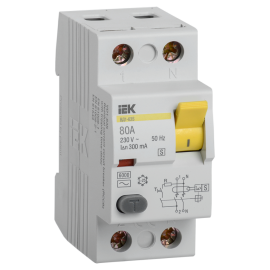 Выключатель дифференциальный ВД1-63S 2Р 80А 300мА, IEK MDV12-2-080-300