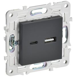 SKANDY Розетка USB A+C 18Вт SK-R13T титан IEK