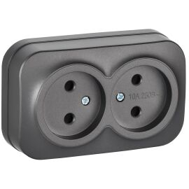 GLORY Розетка 2-местная для открытой установки без заземления без защитных шторок 10А РС22-2-ХСм ста