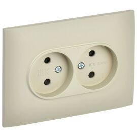 SKANDY Розетка 2-местная без заземления с защитными шторками 10А в сборе SK-R09B бежевый IEK