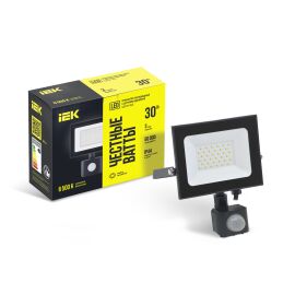 Прожектор СДО 06-30Д светодиодный черный с ДД IP54 6500K IEK