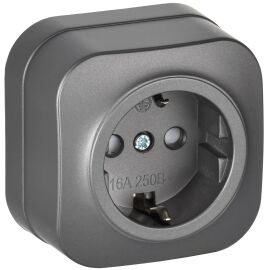 GLORY Розетка 1-местная для открытой установки с заземлением с защитными шторками 16А РСш20-3-ХСм ст