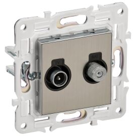 SKANDY Розетка двойная TV+SAT SK-A13N металл никель IEK