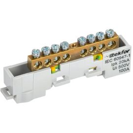 TEKFOR Шина PE "земля" неизолированная на универсальном держателе 6х9-8-Ж IEK