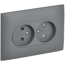 SKANDY Розетка 2-местная без заземления без защитных шторок 10А в сборе SK-R10Gr серый IEK