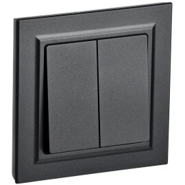 BRITE Выключатель 2-клавишный 10А в сборе ВСР10-2-0-БрЧ черный IEK