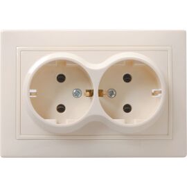 KVARTA Розетка 2-местная с заземлением без защитных шторок 16А кер РС12-3-Км кр. GENERICA