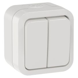 TORS Выключатель двухклавишный проходной 10А IP55 TS325 белый IEK